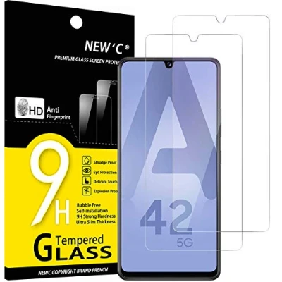 Abbildung von NEW&#039;C 2 Stück, Panzer Schutz Glas für Samsung Galaxy A42 5G, M12, Frei von Kratzern, 9H Härte, HD Displayschutzfolie, 0.33mm Ultra klar, Ultrabeständig