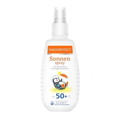 Abbildung von PAEDIPROTECT Sonnenspray Kinder Baby LSF 50+ 150 ml, Sonnencreme parfümfreies Spray, Gesicht Körper, Sonnenschutzspray vor UVA/UVB Strahlung, vegan, ohne Mikroplastik