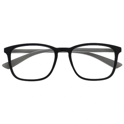 Abbildung von OPULIZE Max Lesebrille Klassische große rechteckige Fassung Brille in Mattschwarz mit grauen Bügeln Herren Damen Unisex R78 1 +1,50