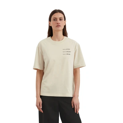 Abbildung von Marc O&#039;Polo Basic LOGO Regular Tshirt print, Damen, Größe: Medium, Natural cotton