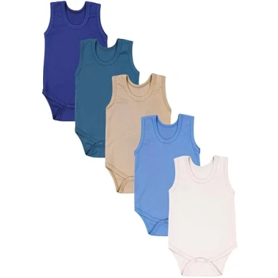 Abbildung von TupTam Baby Jungen Achselbody in Unifarben 5er Pack, Farbe: Beige Hellbeige Petrolgrün Jeansblau Dunkelblau, Größe: 80