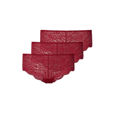 Abbildung von Snocks 3 PACK FULL LACE Panties, Damen, Größe: XL, Dunkelrot