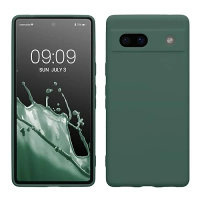 Abbildung von kwmobile Handyhülle kompatibel mit Google Pixel 7a Hülle Handy Case aus weichem Silikon in Tannengrün