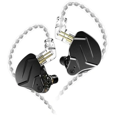 Abbildung von KINBOOFI KZ ZSN Pro X 1BA 1DD im Ohrhörer, Ohrhörer Ohrmonitor Kopfhörer mit abnehmbarem 0,75 mm 2 poligem Kabel (Schwarz, kein Mikrofon)