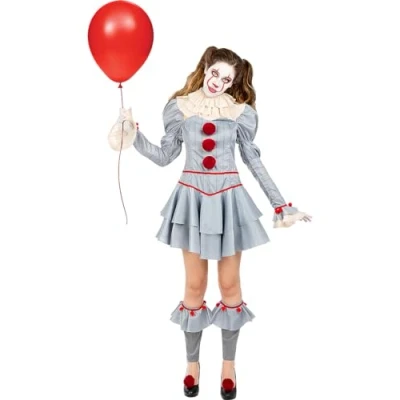 Abbildung von Metamorph Kostüm Es Kapitel 2 Pennywise für Frauen, Das Remake des berühmten Horroclowns in der weiblichen Variante