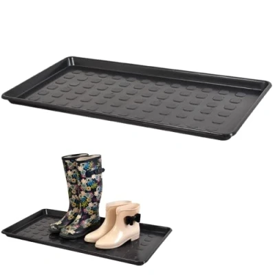 Abbildung von FORTENA Schuhabtropfschale XLSchuhmatte Ablage Schuhablage 76x38 cm mit erhöhtem Rand Abtropfschale Schwarz für Schuhe Regen Herbst Winter