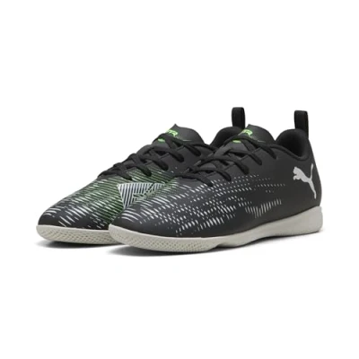 Abbildung von Puma Future 8 PLAY IT JR Unisex Fußballschuh Halle für Kinder, Größe: 32, Black/silver/fluo green Schuhe