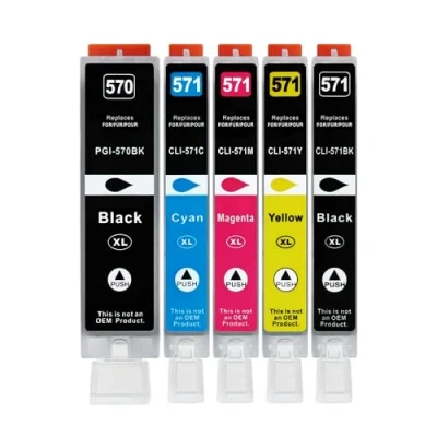 Abbildung von 5 XXL Druckerpatronen kompatibel zu PGI 570 / CLI 571 für Canon PIXMA MG5750 MG5751 MG5752 MG5753 MG6850 MG6853 MG7750 MG7753 TS5050 TS5053 TS5055 TS6050 TS6052 TS8050 TS8053 TS9050 TS9055