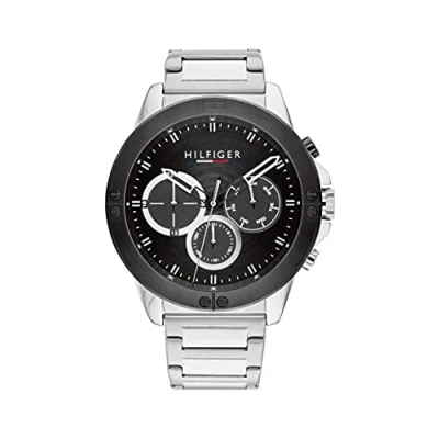 Abbildung von Tommy Hilfiger Multi Zifferblatt Quarz Uhr für Herren mit Silbernes Edelstahlarmband 1791890
