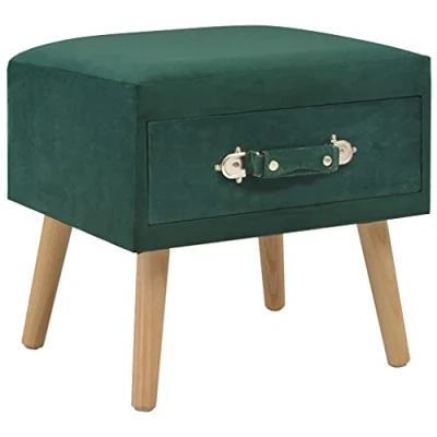 Abbildung von vidaXL Nachttisch mit 1 Schublade Nachtschrank Nachtkonsole Nachtkommode Schlafzimmer Kommode Schrank Beistelltisch Beistellschrank Grün Samt 40x35x40cm