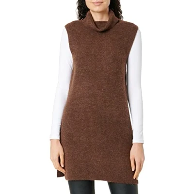 Abbildung von PIECES Damen Pcellen Rollneck Long Knit Vest Noos Bc, Chicory Coffee, XS