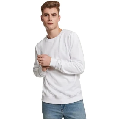 Abbildung von Build Your Brand Mens BY119 Premium Crewneck Pullover Sweater, White, S