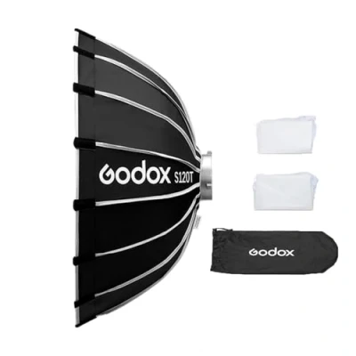 Abbildung von Godox S120T 120 cm/47,2 Zoll Schnellverschluss Schirm Softbox, abnehmbare Faltbare Softbox mit Standard Bowen Halterung und Diffusoren für Fotografie, Speedlite, Studio Flash, Monolight