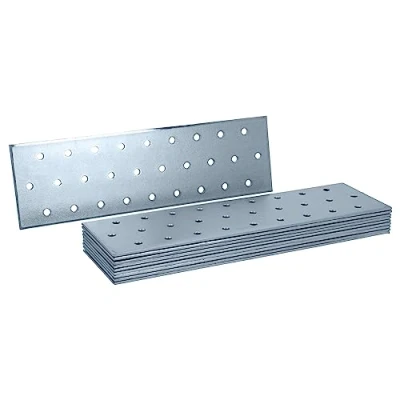 Abbildung von HELPMATE 12 Stück Lochplatten 60x200 mm Flachverbinder galvanisch verzinkt &amp; blau passiviert Holzverbinder mit hervorragendem Korrosionsschutz, stabil langlebig einfache Montage