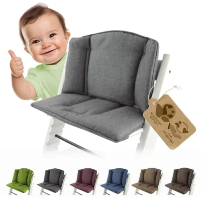 Abbildung von BAMBINIWELT Sitzkissen Auflage Bezug Ersatzkissen Kissen kompatibel mit Stokke Tripp Trapp Hochstuhl (meliert hellgrau)