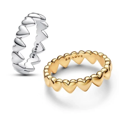 Abbildung von Pandora 68618 Ring Set Herzensreihe Zweifarbig