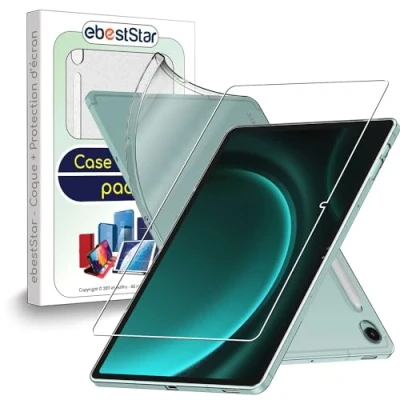 Abbildung von ebestStar Hülle für Samsung Galaxy Tab S9 FE X510N, 5G X516B, Silikon Handyhülle Cover, Klar TPU Schutzhülle, Slim Handy Case, Transparent + Panzer Schutz Glas