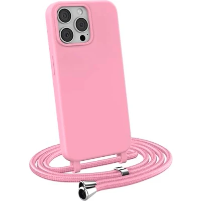 Abbildung von MyGadget Handykette für iPhone 13 Pro [ Hülle mit verstellbaren Band ] TPU Handyhülle Handyband zum Umhängen Kordel Schnur Case Schutzhülle Rosa