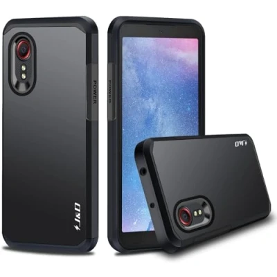 Abbildung von J&amp;D Handyhülle Kompatibel für Samsung Galaxy Xcover 5 Hülle, Heavy Duty Doppelschicht Hybrid Robustes Stoßfest Schutzhülle 5, Schwarz