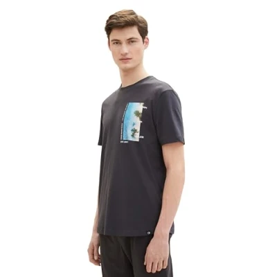 Abbildung von TOM Tailor Denim Tshirt print, Herren, Größe: Small, Coal grey