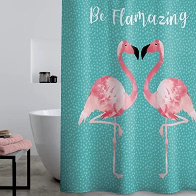 Abbildung von Catherine Lansfield Duschvorhang, Flamingo, 180 x cm, Blaugrün