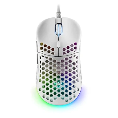 Abbildung von MARSGAMING Mars Gaming MM55W Weiß, RGB Chroma Maus, Ultraleichtgewicht 55g, 12800 DPI, HUANO Mechanische Switches