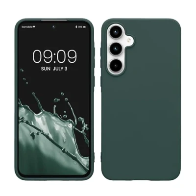 Abbildung von kwmobile Hülle kompatibel mit Samsung Galaxy A55 5G weiches TPU Silikon Case Cover geeignet für kabelloses Laden Blaugrün