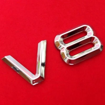 Abbildung von AutoScheich® V8 Emblem Zeichen Chrom Schriftzug Auto Aufkleber Motorhaube Kotflügel Logo 3D