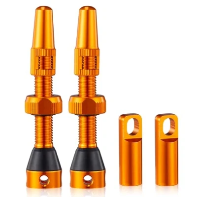 Abbildung von HZJD 2 Stück Presta Tubeless Ventile, Orange, Vorbau(44 mm)