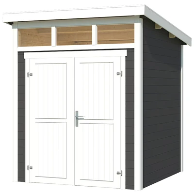 Abbildung von LASITA MAJA Gartenhaus &quot;Kibo 1&quot;, Blochbohlenhaus 28mm, Fundamentmass 2000x2000, Carbongrau