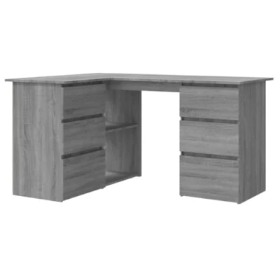 Abbildung von vidaXL Eckschreibtisch Computertisch Schreibtisch Arbeitstisch Bürotisch PC Tisch Laptoptisch Büromöbel Grau Sonoma 145x100x76cm Holzwerkstoff