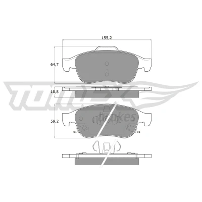 Abbildung von TOMEX brakes TX 18 Bremsbelagsatz Vorderachse mit akustischer Verschleißwarnung FIAT: 500X, JEEP: Renegade SUV