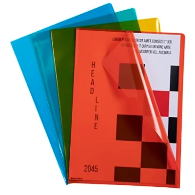 Abbildung von Exacompta Ref. 56101E Beutel mit 10 Eckhüllen aus glattem, hochwertigem Polypropylen Dicke 12/100 Format zum Sortieren von A4 4 Farben sortiert