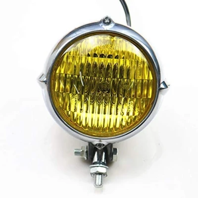Abbildung von Retro Motorrad Bottom Mount High Abblendlicht Scheinwerfer Lampe für Harley 883 Cruiser Chopper Cafe Racer Shadow Honda Kawasaki Suzuki Yamaha Big Dog Custom (Polnisch/Bernstein)