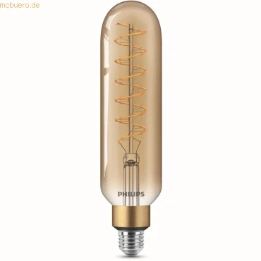 Abbildung von Philips LED Classic E27 Vintage Lampe, 40 W, Dekolampe, XL Stablampe, dimmbar, gold, klar, flame