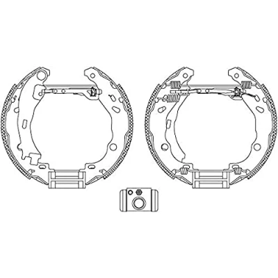 Abbildung von HELLA Shoe Kit Pro 8DB 355 004 921 Bremsensatz, Trommelbremse mit Radbremszylinder, Stellelement