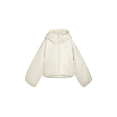 Abbildung von PUMA Wardrobe Essentials Shiny Wattierte Kapuzenjacke Damen, Kleidung, Alpine Snow, XXS