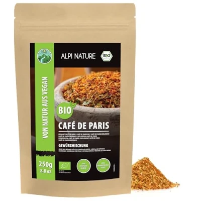 Abbildung von Bio Cafe de Paris Gewürz (250g), französische Gewürzmischung, Dip Gewürz, 100% natürlich, Zutaten aus kbA, Café Gewürzmischung ohne künstliche Zusätze