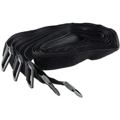 Abbildung von Kabelbinder Klettband Klettverschluss mit Öse 80cm lang 3cm breit Sicheres Verstauen von Kabel und Leitungen 5er Pack Schwarz