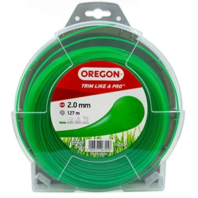 Abbildung von Oregon Trimmerfaden für Rasentrimmer, Ersatz Mähfaden 2mm Motorsensen &amp; Freischneider, Universal Freischneider Zubehör, Runder Allzweck x 127m Spule, Grün (69 358 GR)