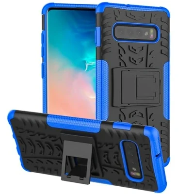 Abbildung von CoolGadget Outdoor Handyhülle für Samsung Galaxy S10 Plus, Robuste Schutzhülle mit integriertem Ständer und stoßfestem Design, Blau