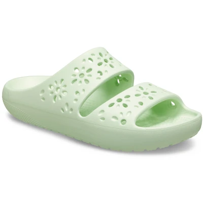 Abbildung von Crocs Pantoletten Damen Classic Floral Cut Out Sandal Grün 37 38 Croslite