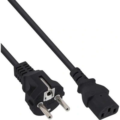 Abbildung von InLine 16651A Netzkabel, Schutzkontakt gerade auf Kaltgerätestecker C13, 1,5m, schwarz