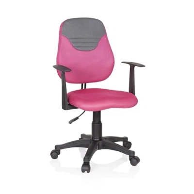 Abbildung von hjh OFFICE 670937 Kinder und Jugenddrehstuhl KIDDY Style Stoff Pink/Grau Drehstuhl mitwachsend