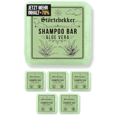 Abbildung von Störtebekker® Premium Festes Shampoo Aloe Vera (x6) Handgefertigtes, veganes für Herren &amp; Damen Wohlduftende Duschpflege Haut und Haar Feuchtigkeits