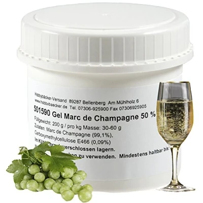 Abbildung von Hobbybäcker Gel „Marc de Champagne“ ► Zur Verfeinerung von Pralinen, Eis, Desserts &amp; Tortencremes, 50% Alkoholgehalt, 200g