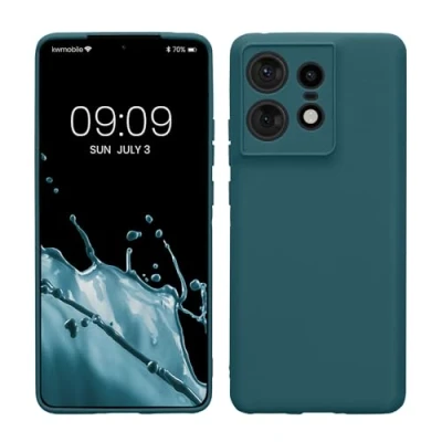 Abbildung von kwmobile Handyhülle kompatibel mit Motorola Edge 50 Pro Hülle Handy Case aus weichem Silikon in Petrol
