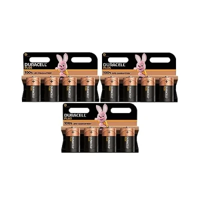 Abbildung von 12 x Duracell D Plus LR20 MN1300 Alkaline (3 Blistercard a 4 Batterien) Batterien