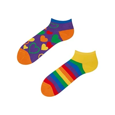 Abbildung von Dedoles Sneaker Socken Low Cut Füßlinge Unisex Damen Herren Baumwolle lustiges Design Geschenk links rechts verschieden, Farbe Mehrfarbig, Motiv Bunte Liebe, Gr. 39 42