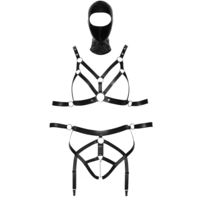 Abbildung von 2 teiliges Bondage Set mit Armfesseln plus Kopfmaske